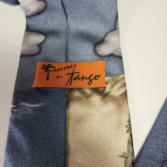 Tropicals by Tango Necktie Men's 100% Silk Tie Tropical Beach Scene Cars Ocean - Picture 6 of 11